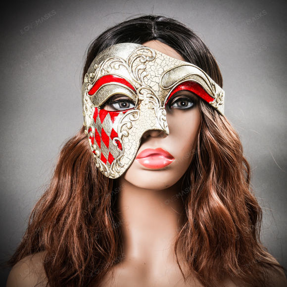 Phantom of the Opera Venetian Mardi Gras Masquerade - Silver Red - Picture 6 of 10